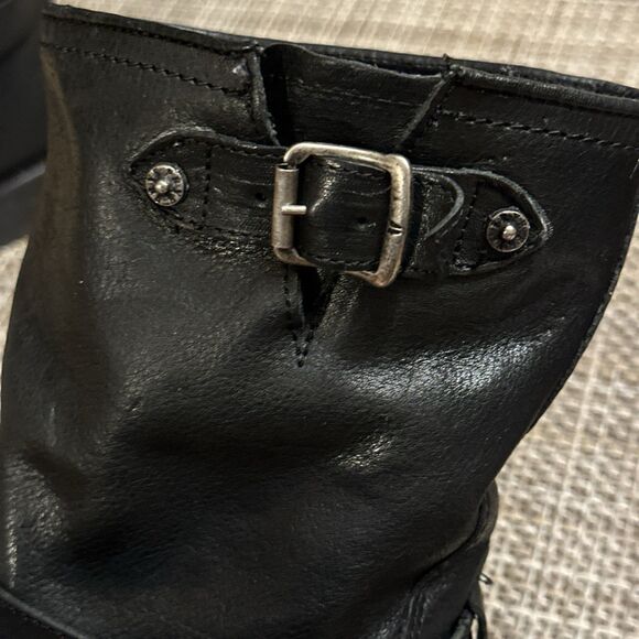 Frye Jayden Cross Engineer Moto Boots Womens Size 7.5 Black Leather Buckle Strap - Picture 6 of 16